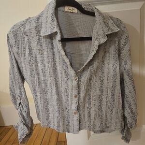 Love Notes Striped Button Down Shirt - Blue